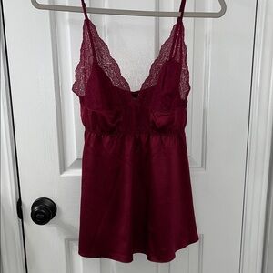Victoria's Secret Lace-Trim Satin Chemise in Kir.